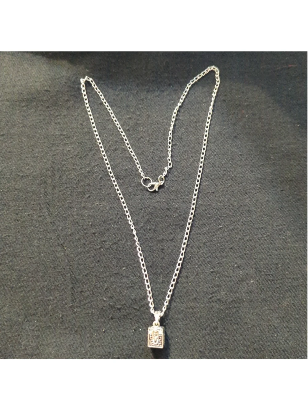 Silver Tone Cross Fish Christian Hinged Box Dainty Pendant Statement Necklace